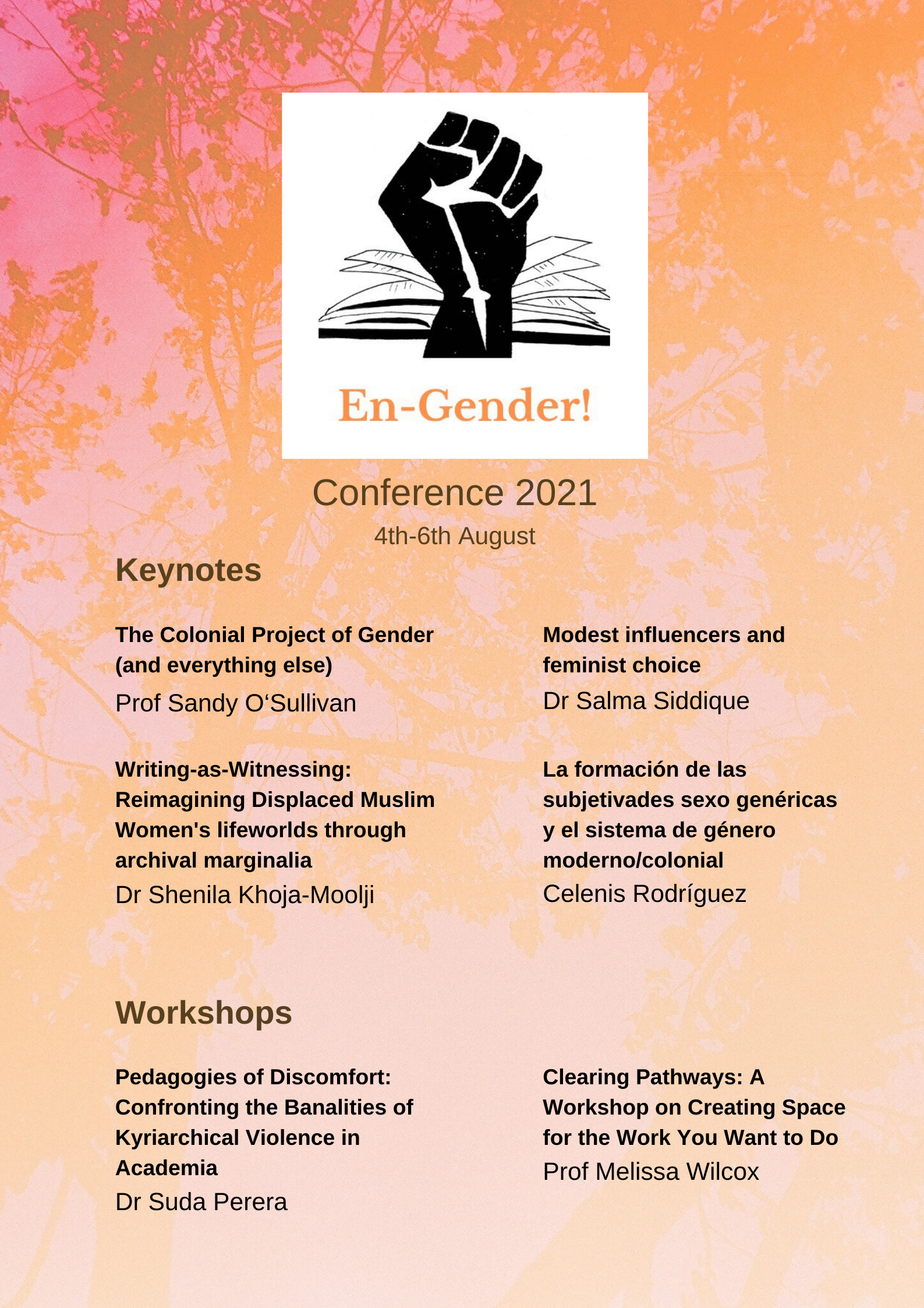 Keynotes and Workshops – En-Gender